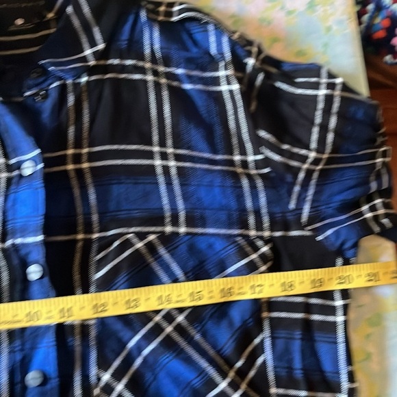 Sanctuary | Dark Blue Main Street Plaid Boyfriend Top Shirt Snaps Small Western - Picture 8 of 9